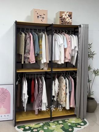 全钢木架衣柜挂衣架落地卧室衣帽架#衣柜 #挂衣架 #开放式衣柜 #衣服收纳 #金属衣柜