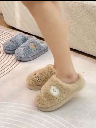 红豆情侣棉拖鞋女款秋冬季2025新款室内防滑厚底保暖毛毛绒拖鞋#居家拖鞋 #保暖穿搭 #保暖情侣拖鞋