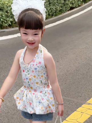 哇塞~可爱又温柔的小女生拥有了~这一套也太甜美了,#夏天该有的样子 #夏季穿搭 #女童套装 #生女儿就要这样穿 #骗你生女儿