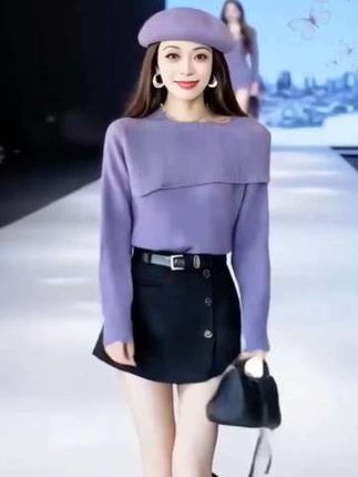 百搭气质针织衫,一字领显瘦女上衣#早秋穿搭公式来了#早秋姐感穿搭气质顶满#时尚女装穿搭#女神穿搭