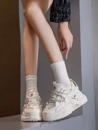 安踏感统女鞋小白鞋2025新款夏季小个子厚底增高老爹鞋34码网面休闲鞋#厚底小白鞋#小个子增高鞋#厚底老爹鞋#休闲运动鞋#透气舒适 #透气网鞋