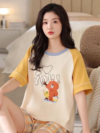 #家居服套装 #宽松睡衣#面料舒适透气 #夏季穿搭 #谁穿谁好看