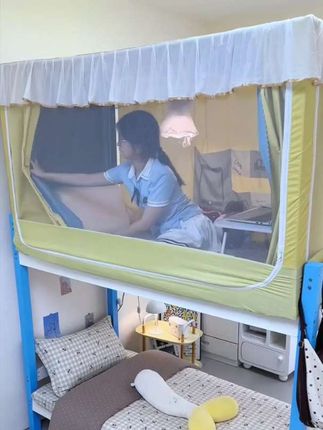 床帘蚊帐一体式,学生宿舍单人上下铺寝室全包封闭窗帘#床帘蚊帐一体式#蚊帐#宿舍蚊帐