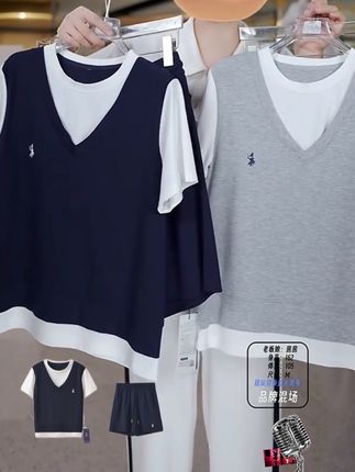 品牌正品POLOGWON/保罗假两件上衣+短裤套装#精致优雅 #高端大气上档次#好剧推荐
