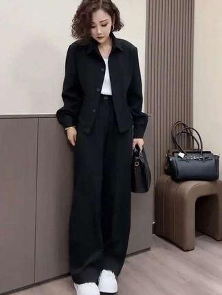 2025秋季新款时尚显瘦气质网红高档套装女高级宽松大码百搭两件套#时尚洋气高级两件套