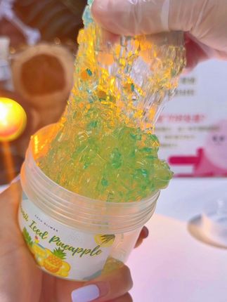 🌺夏威夷冰菠萝🍍双拼冰条超透史莱姆 夏天冰爽手感 #解压玩具 #slime #史莱姆 #水晶泥 #透泰泥