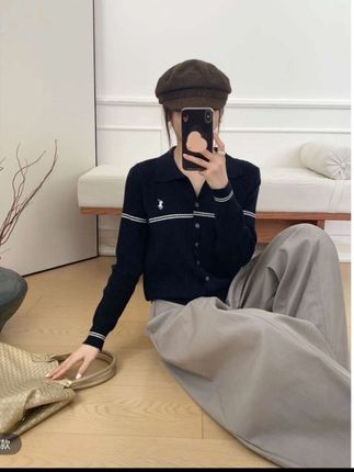 【大码】2025秋季女装韩系POLO领气质百搭长袖针织开衫上衣#2535#女装穿搭 #上衣穿搭 #针织衫