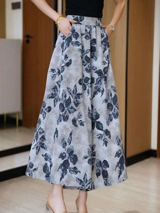【运费补贴】冰丝复古印花裙裤女2025夏季大码显瘦薄款宽松休闲裤裙#印花裙裤#宽松休闲#大码显瘦#时尚穿搭#印花