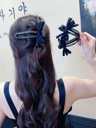 蝴蝶结发卡,抓夹设计独特又实用。后脑勺懒人盘发器,轻松打造完美发型。#发夹发饰 #