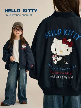 #种草好物 辰辰妈女童秋装刺绣棉服#外套穿搭 #春秋新款 儿童kitty猫飞行服