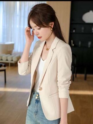 高级感西装外套女款爆款2025秋季新款休闲时尚小个子米白色女西服#高级感穿搭 #休闲百搭#时尚洋气#西装外套#秋季新款