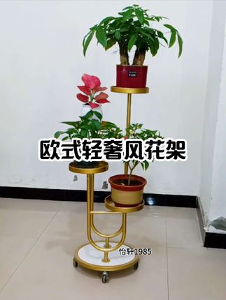 欧式轻奢风落地可移动花架,造型漂亮美观时尚#客厅花架#阳台花架#庭院花架