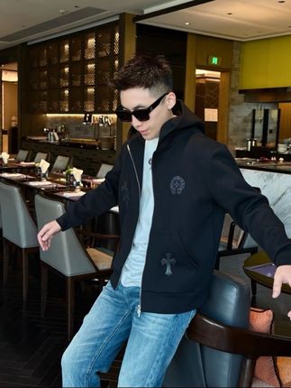 男装秋季手缝拼接克罗连帽休闲夹克外套上衣#休闲夹克外套男