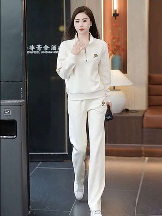 立领刺绣运动套装,时尚洋气休闲卫衣两件套,多种颜色可选#秋季穿搭