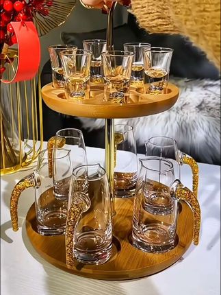 旭东好物 高档家用中式无铅小号一口杯分酒器酒盅酒具套装#白酒杯#一口杯#烈酒杯酒具#高端大气 #与众不同 #品质生活