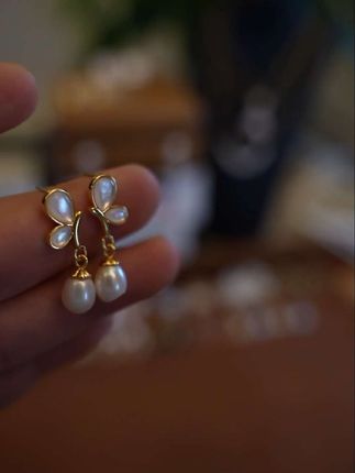 天然淡水珍珠#蝴蝶耳钉 #新品 高级有质感