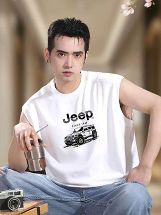 JEEP/吉普无袖背心男款夏季薄款2025爆款新款潮流坎肩运动t恤#运动背心 #坎肩背心 #面料柔软舒适 #无袖背心 #男士背心
