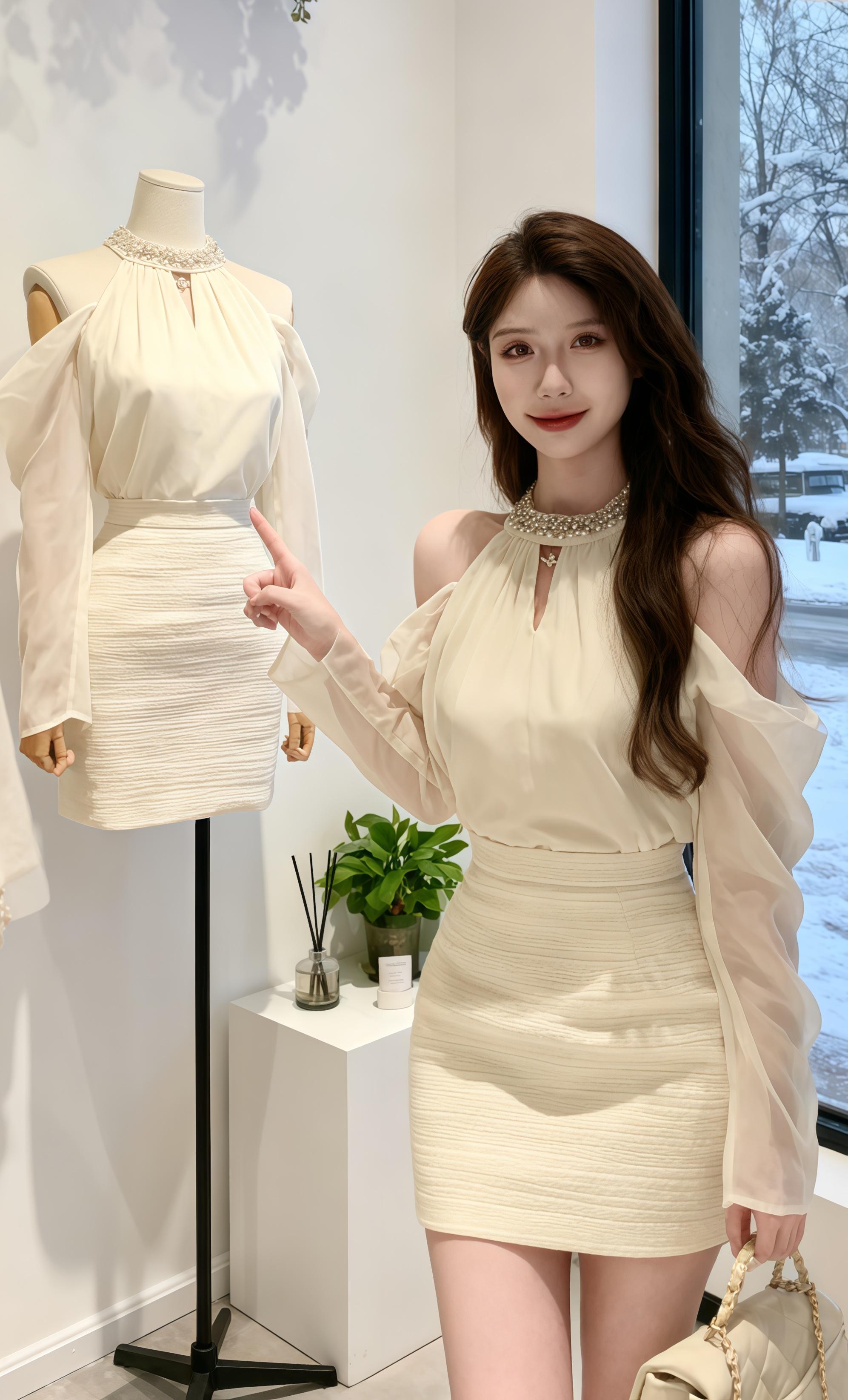 深秋的慈善晚宴上,她的镶钻露肩套装在水晶灯下闪着细碎光芒,高腰裙摆勾勒出优雅线条。转身时不慎崴脚,他及时扶住她的腰肢,鼻尖掠过衬衫的蕾丝花边:“原来新贵大小姐,也有这般慌乱的时刻。”那抹钻光与她泛红的耳尖,成了他往后无数个日夜里反复回想的画面。#秋季新品 #显瘦套装 #轻奢穿搭 #职场OOTD #约会战袍