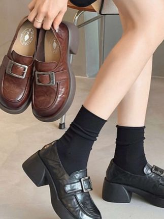 厚底乐福鞋秋冬新款女鞋单鞋豆豆鞋时尚百搭鞋#时髦穿搭 #时尚穿搭 #潮流时尚穿搭 #时尚乐福鞋@巨量千川