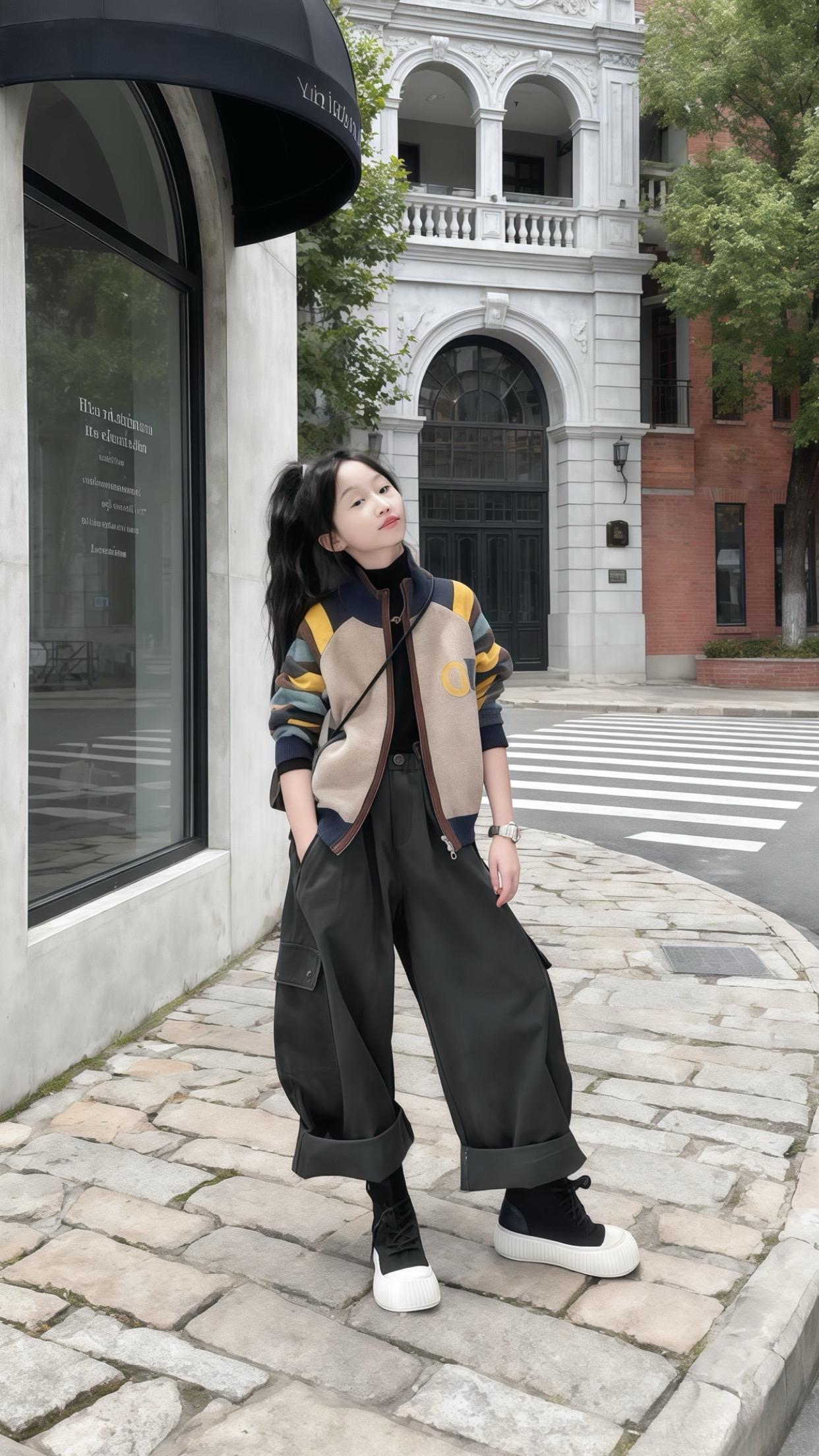 #针织开衫 #女童穿搭 #早秋松弛感穿搭 #秋季不露腿穿搭 #工装裤