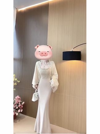 名伶千金裙法式轻奢气质小众设计感吊带长裙女(带胸垫)+外套套装#连衣裙#吊带裙#裙子 #轻奢女装 #千金裙