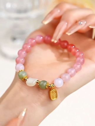老鳯祥小福猫和田玉渐变手链#手链 #手串 #手饰