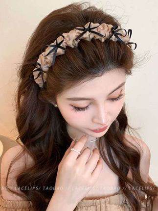 芭蕾少女如梦~夏季网纱蝴蝶结织带褶皱齿梳发箍高颅顶木耳边头箍#头饰发饰 #美出新高度 #头饰搭配 #发箍#高颅顶发箍