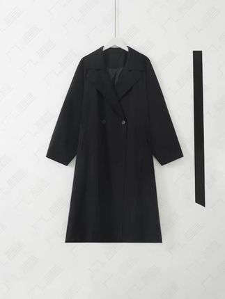 几里与麻 气质高级感双排扣长款风衣 衣长115胸围126 2082352#风衣#外套