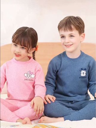 儿童保暖内衣套装男童秋冬衣秋裤女童全棉加绒#睡衣家居服 #高品质童装 #睡衣套装 #加绒保暖 #保暖内衣套装