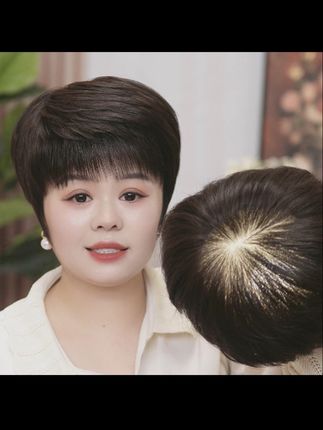 全真发头套假发女士高端新递针仿真大头皮透气轻薄中老年妈妈假发 #全真发头套假发#透气轻薄假发 #中老年假发 #短发假发 #假发短发套