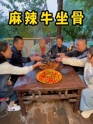 兄弟从老家拿了点牛坐骨,今个又是下雨天,就适合小酌一口#赖氏父子 #农村美食记录生活 #我的农村生活