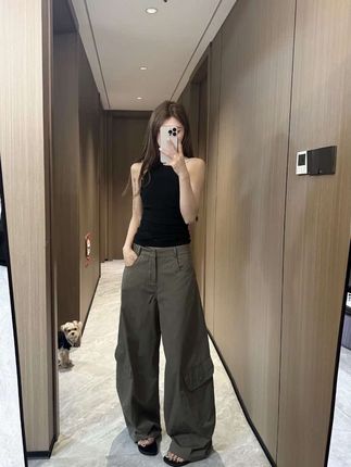 时尚潮流白色工装裤女秋季美式辣妹休闲裤宽松百搭阔腿裤拖地裤子#穿搭分享 #休闲穿搭 #运动穿搭 #休闲穿搭 #强烈推荐