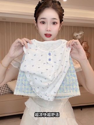超韩系的女童夏季小清新碎花背心短款套装 好甜好可爱#夏季穿搭 #度假穿搭 #生女儿就是用来打扮的 #甜美穿搭 #夏日穿搭