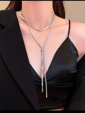 长款钛钢项链#时尚气质穿搭 #潮流饰品 #锁骨链 #潮流时尚穿搭 #穿出你的时尚你的感觉