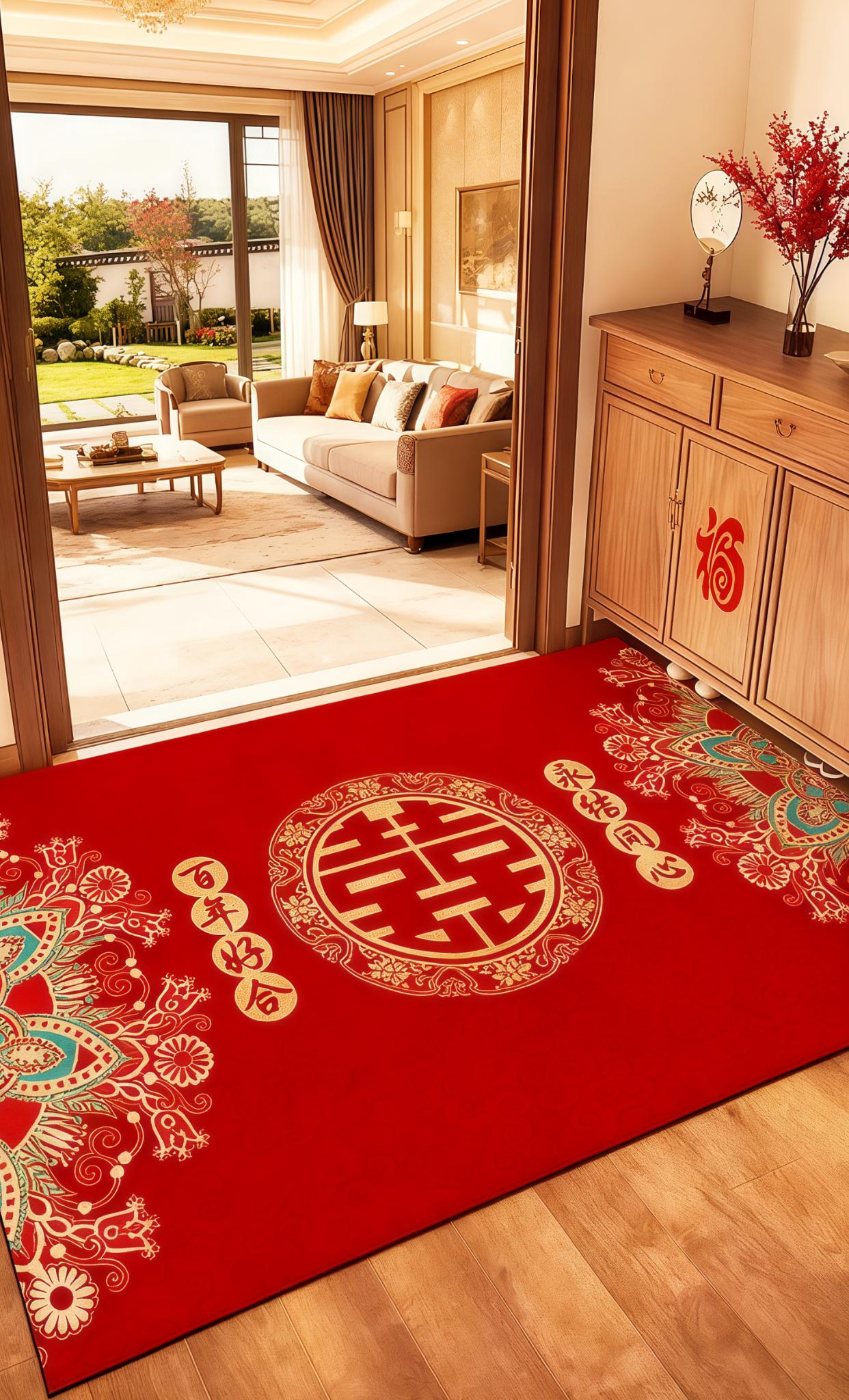 💥备婚的姐妹看过来!这款结婚喜字地垫也太戳人了吧!   一进门就被这满屏的喜庆感拿捏住✨ 龙凤呈祥的喜字设计,搭配「吾家有喜 新婚快乐」的祝福,婚房氛围感直接拉满,来做客的亲友都直夸有格调~   实用性更是没话说!吸水防滑效果都可以,下雨天踩上去也不用担心滑倒👍 平时落灰脏了,轻轻一擦就干净,打理起来超省心~   最绝的是它还能裁剪!不管你家入户门是什么尺寸,都能完美适配,再也不用纠结地垫大小不合适的问题啦#强烈推荐 #上热搜 #备婚日常 #地垫 #防滑垫