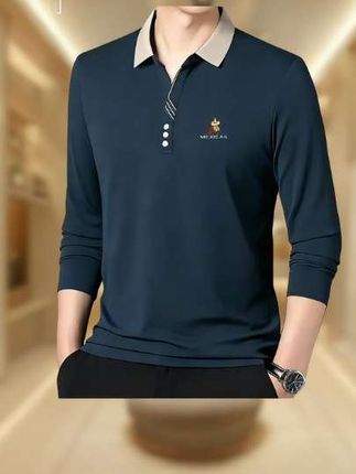 Mexican/稻草人男士春秋季POLO衫商务休闲长袖T恤宽松翻领上衣男#T恤#Polo衫#商务休闲 #长袖#上衣
