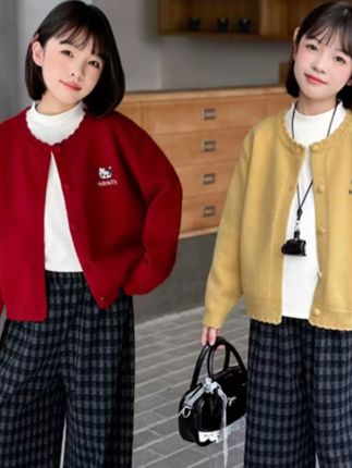 阔腿裤版型宽松舒适,不限制孩子活动#女童毛衣外套#女童针织衣#女童外套