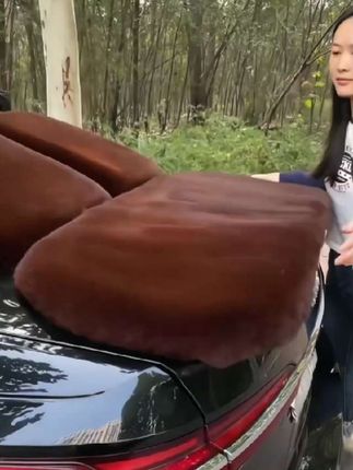 #毛绒坐垫 冬天车里太冷了,入手这款毛绒坐垫,毛毛的真的很厚实... #汽车坐垫 #冬季毛绒坐垫 #汽车好物 #汽车用品