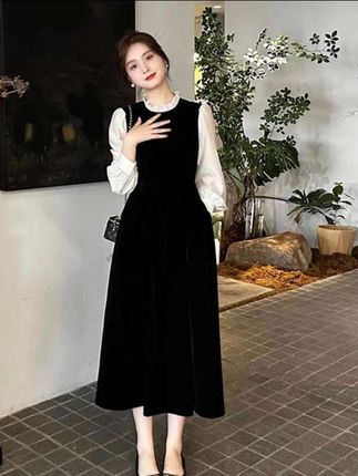 #假两件连衣裙【有运费险,两种裙长可选】法式高级感假两件黑色连衣裙子春秋装2025新款大码茶系搭配一整套#赫本风小黑裙#法式连衣裙#气质连衣裙#秋冬连衣裙@巨量千川 @抖音小助手