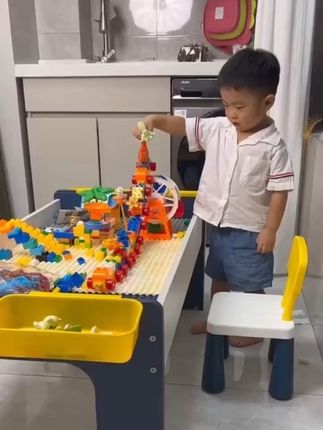 #儿童积木桌子大颗粒男女孩宝宝益智拼装多功能大号尺寸木质玩具台