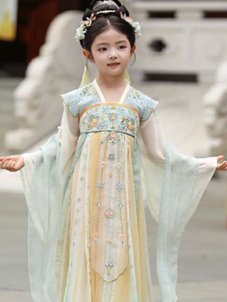 汉服女童古装夏季款儿童新中式国风连衣裙女宝宝古风超仙公主襦裙#高品质童装 #女童国风汉服 #童装
