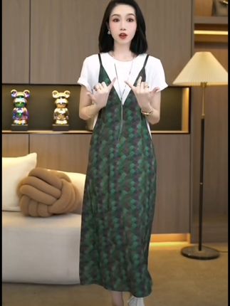 欧颍昇夏季小众时尚长短款新款复古宽松显瘦气质优雅连衣裙子7271#穿的美美哒 #时尚减龄