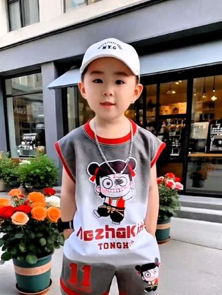 #亮灯哪吒渐变背心套装#面料柔软穿着舒适透气 #