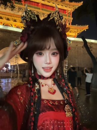 太喜欢这个猫妖造型了#西安汉服 #一州商城 #超越汉服妆造 #猫妖