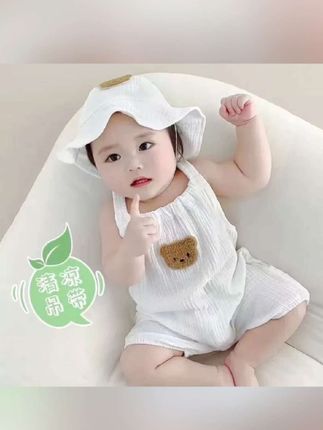婴儿连体衣夏季薄款男女宝宝纱布哈衣爬服新生儿衣服超萌夏装套装#婴儿连体衣 #新生儿衣服 #婴儿连体套装