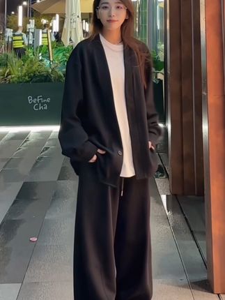 一身黑哪有不帅的#男装#开衫外套 #秋季穿搭 #休闲套装