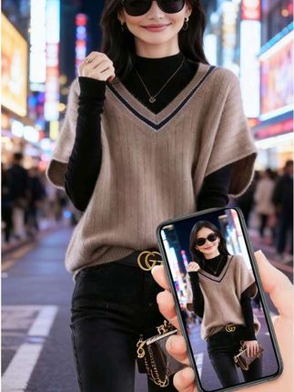 #女装穿搭 #春秋穿搭 #时尚气质穿搭 #减龄显瘦穿搭 #v领外穿坎肩马夹毛衣
