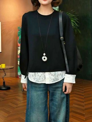 #秋季轻奢气质长袖假两件@DOU+小助手