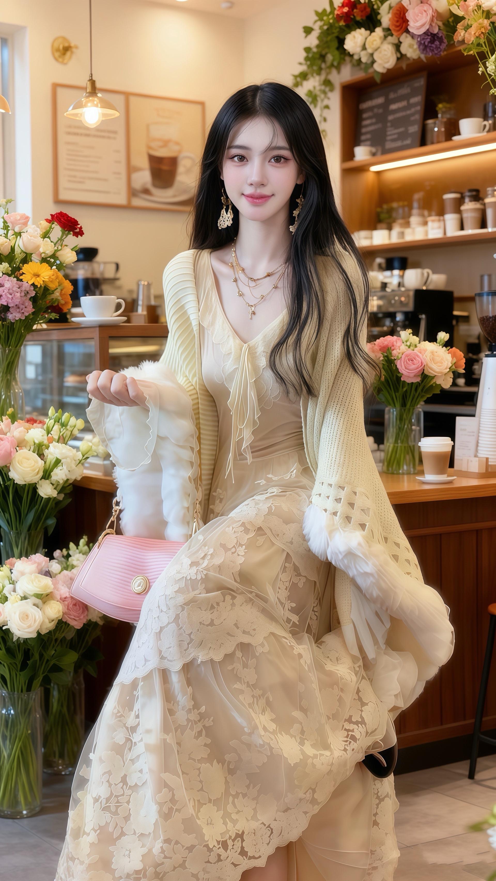 在街角这家满是花香与咖啡香的小店,她把生活调成了松弛模式  从忙碌都市逃到这座文艺小城,漫无目的逛到这家花店与咖啡店的融合空间。穿一袭温柔蕾丝裙,披件软乎乎的针织开衫,在满室鲜花里点杯拿铁,看阳光透过玻璃窗在地板上跳着舞。  不用赶景点,不用算时间,就这么坐着,让花香、咖啡香和慵懒的音乐把自己包裹。偶尔抬眼,窗外是慢悠悠的行人,店里是店主精心打理的花束……原来旅游的松弛感,就是把自己彻底交给当下,在一处街角小店,把日子过成诗#无法拒绝温柔感小裙子 #许妍激发了大家的打扮欲#早秋姐感气质穿搭#轻松摆脱路人感的韩系穿搭#这个秋天我一定要穿出个人样