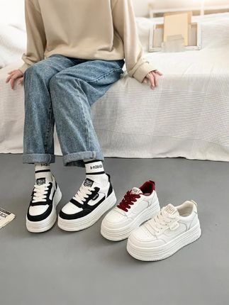 松糕厚底小白鞋女秋季新款学生百搭增高休闲运动鞋 #女休闲运动板鞋#厚底小白鞋#休闲板鞋